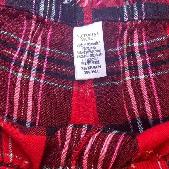 Victoria's Secret 2 piece red plaid tartan short sleeve shirt shorts pajamas XS - Picture 4 of 9